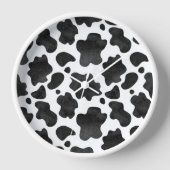 Horloge Motif de points de vache Poster de animal noir et  (Recto)