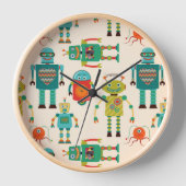Horloge Motif de robots rétro colorés (Recto)