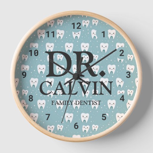 Horloge Motif Dentiste pour dents vert mignon (Recto)