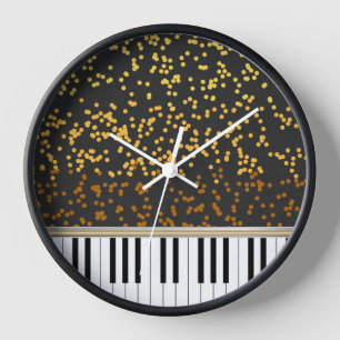 Horloge Motif des Pois de Piano Keys Gold
