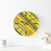 Horloge Motif des rayures jaune et gris (Maison)