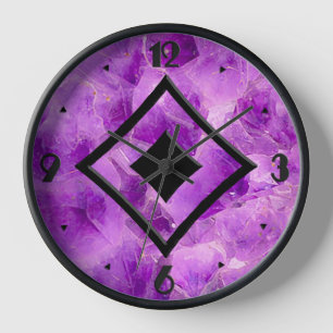 Horloge Motif en pierre de Gem, Améthyste et Onyx noir