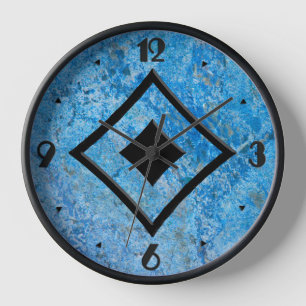 Horloge Motif en pierre de Gem, Granite Bleu et Onyx Noir