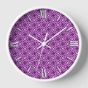 Horloge Motif en tuiles égyptiennes, améthyste et orchidée