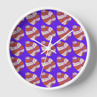 Horloge Motif feuille coloré sur Arrière - plan violet