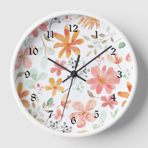 Horloge Motif Floral Pastel Sérénité