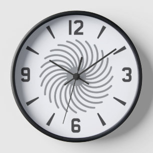 Horloge Motif géométrique moderne en spirale noire et blan