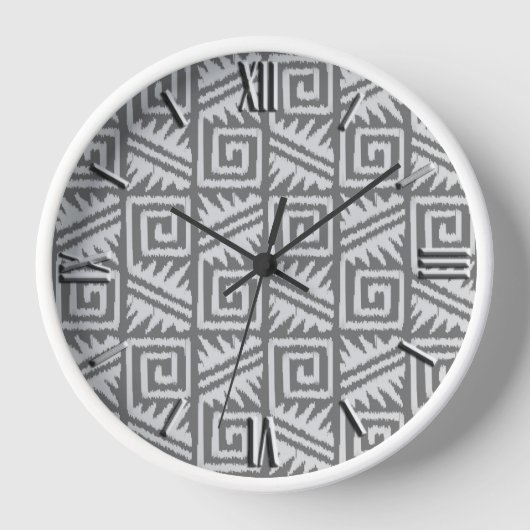 Horloge Motif Ikat Aztec - Nuances de gris / gris (Recto)