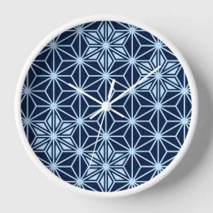 Horloge Motif japonais Asanoha - bleu indigo