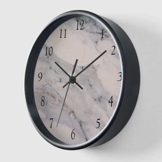 Horloge Motif moderne en marbre noir gris rose (Angle)