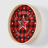 Horloge Motif Plaid personnalisé Red Black Buffalo Check (Angle)