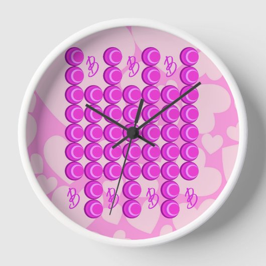 Horloge Motif rétro rose dans le style tendance avec monog (Recto)