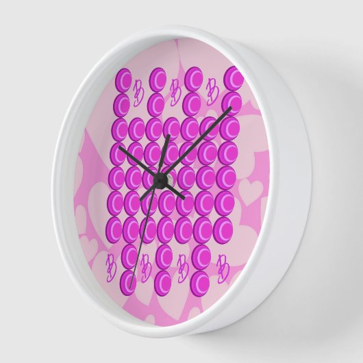 Horloge Motif rétro rose dans le style tendance avec monog (Angle)