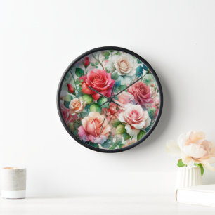 Horloge Motif Rose Fantaisiste