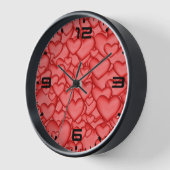 Horloge Motif rouge de texture 3D Coeurs-23956 (Angle)