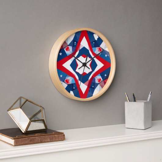 horloge motif rouge et bleu (Bureau)