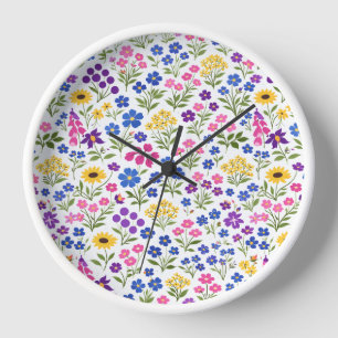 Horloge Motif sans couture de fleurs sauvages minimalistes