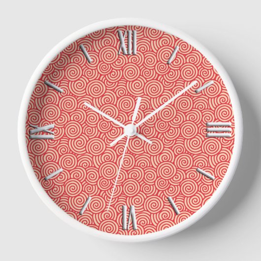 Horloge motif tourbillon japonais - corail orange (Recto)