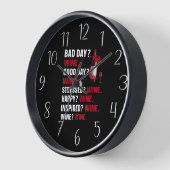 Horloge Motifs de vin amusants (Angle)