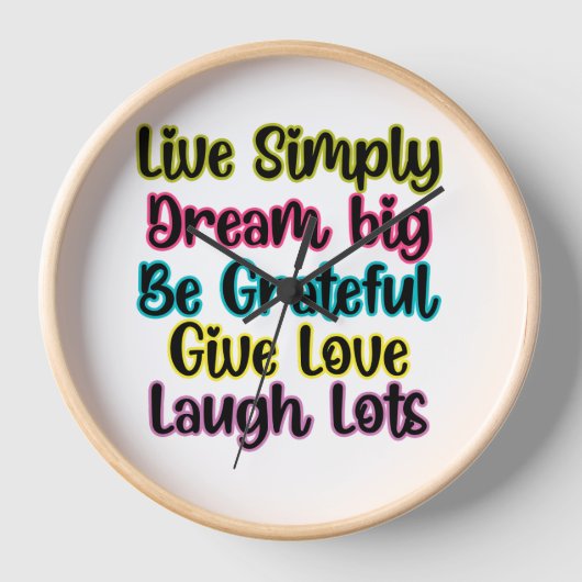 Horloge Motivational Quote Live Simply Dream Give Love (Recto)