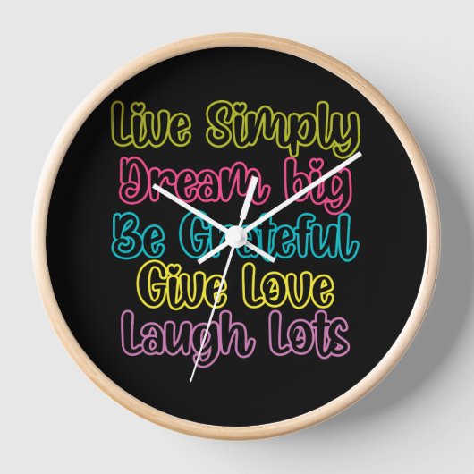 Horloge Motivational Quote Live Simply Dream Give Love (Recto)