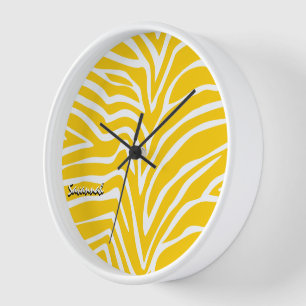 Horloge Moutarde Personnalisée Jaune Zèbre Toute Couleur