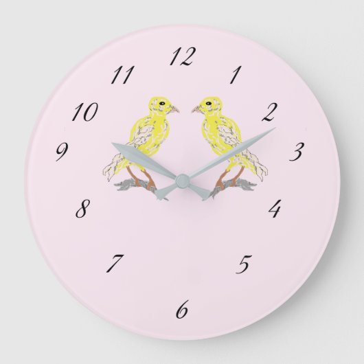 Horloge Mur Acrylique : Canaries Jaunes (Recto)