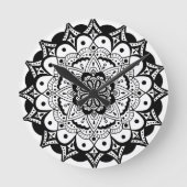 Horloge Mur Acrylique De Mandala Blanc Noir (Recto)