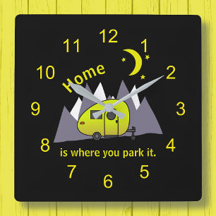 Horloge Mur Acrylique Du Camion En Teardrop Jaune