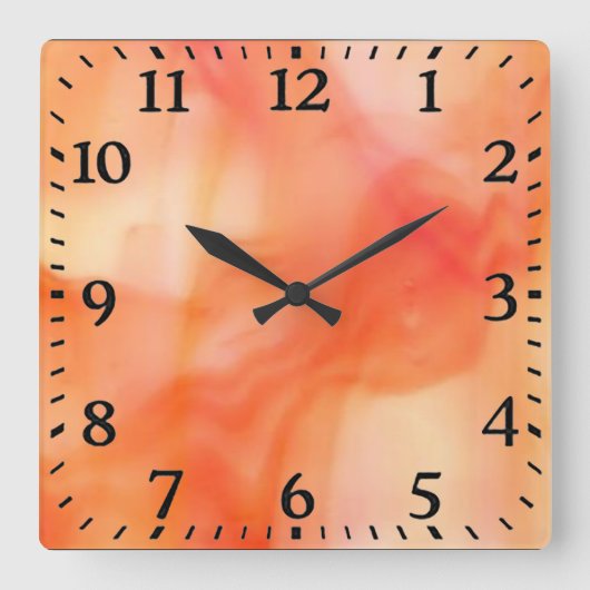 Horloge Mur Acrylique Sq.Orange Tige Verre (Recto)