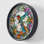 Horloge Mur de style vitrail de colibri (Angle)