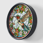 Horloge Mur de style vitrail en forme de colibri (Angle)