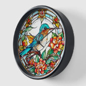 Horloge Mur en style de vitrail représentant un colibri (Angle)