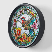 Horloge Mur en style de vitrail représentant un colibri (Angle)