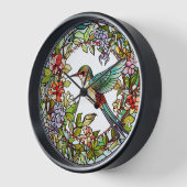 Horloge Mur en style de vitrail représentant un colibri (Angle)