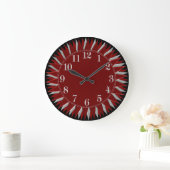 Horloge Mur Rouge Noir Argent (Maison)