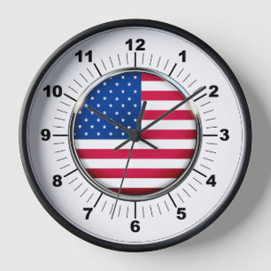 Horloge murale, 10" USA Cadre en bois noir