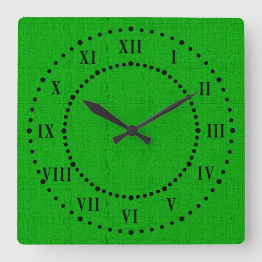 Horloge murale à chiffre romain aspect lin vert (Recto)