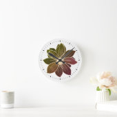 Horloge murale à contour blanc et fleurs aux tons (Maison)
