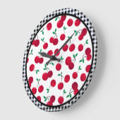 horloge murale à damiers cerise (Angle)