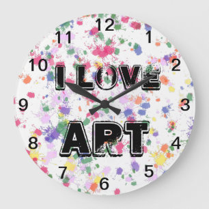 Horloge murale à éclaboussures de peinture d'amour