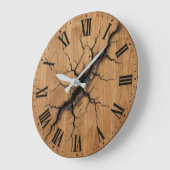 Horloge murale à effet de bois fissuré| Décor vint (Angle)