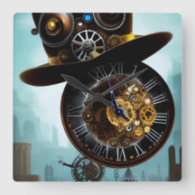 Horloge murale à engrenages de chapeau industriel