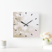 Horloge murale à fleurs blanc ivoire (Maison)