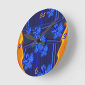 Horloge murale à fleurs bleues néon (Angle)