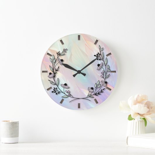 Horloge murale à fleurs minimale (Maison)