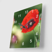 Horloge murale à graines de pavot rouge (Angle)