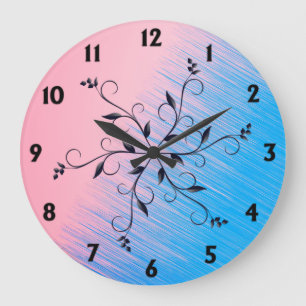Horloge murale à horizon bleu sur rose