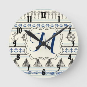 Horloge murale à monogramme initiale Nautica d'anc
