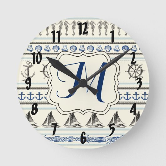Horloge murale à monogramme initiale Nautica d'anc (Recto)